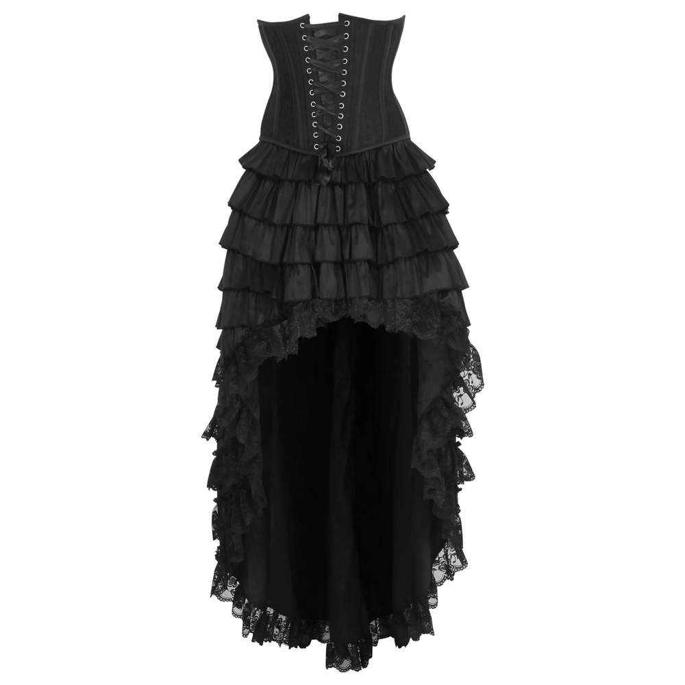 Attitude Corsets - Dusti Rococo Underbust Langes Korsett Kleid - Schwarz